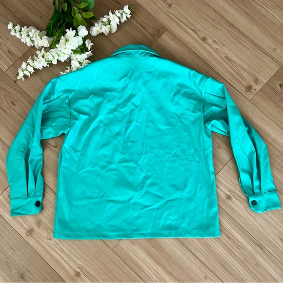 Teal Faux Leather Jacket - Picture 7 of 13